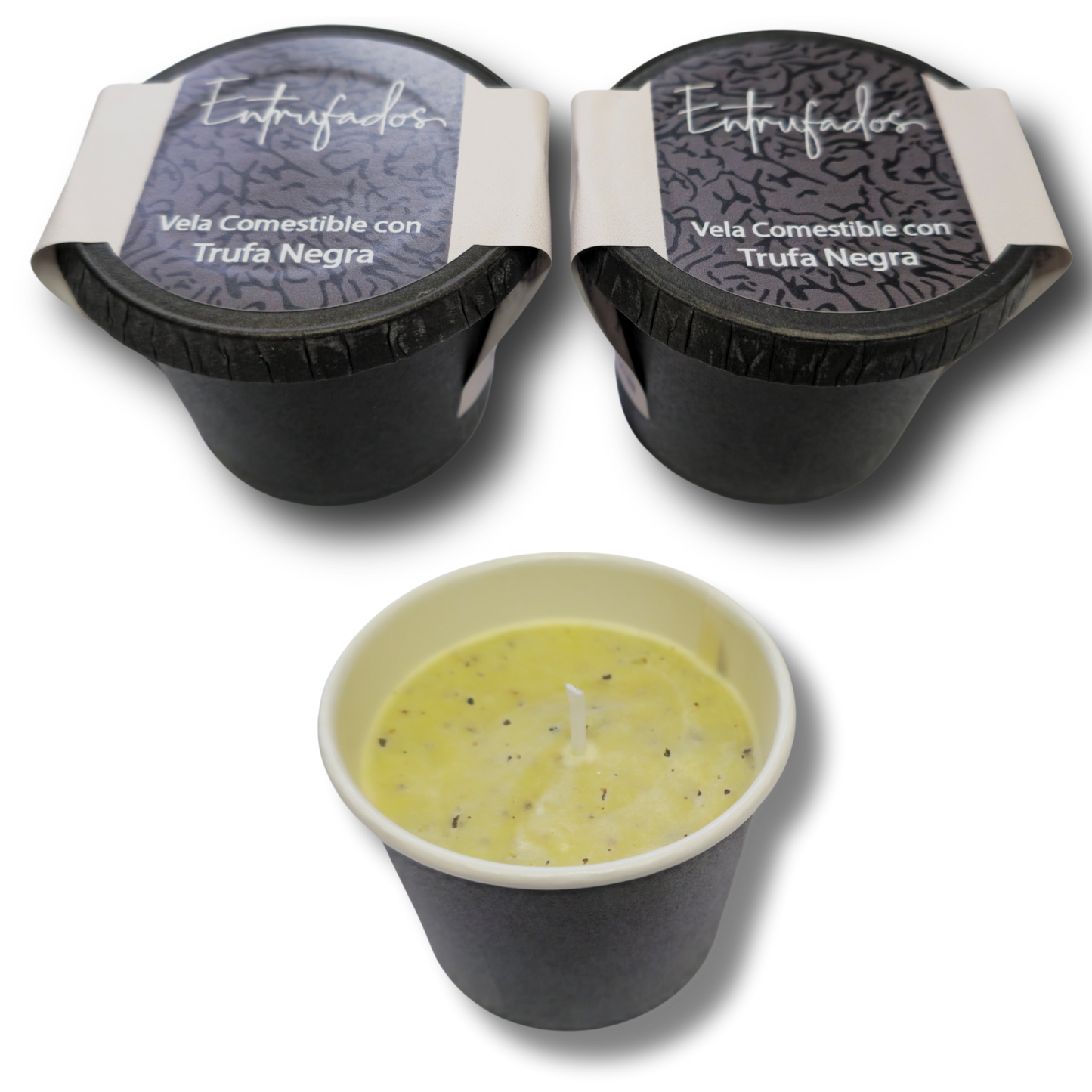 Vela comestible de mantequilla con trufa negra (Tuber melanosporum)